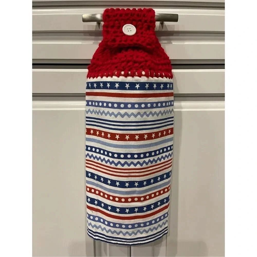 Crochet Top Kitchen Towel- Stars and Stripes